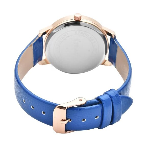 White Austrian Crystal Watch with Blue Strap - Picture 2 of 4